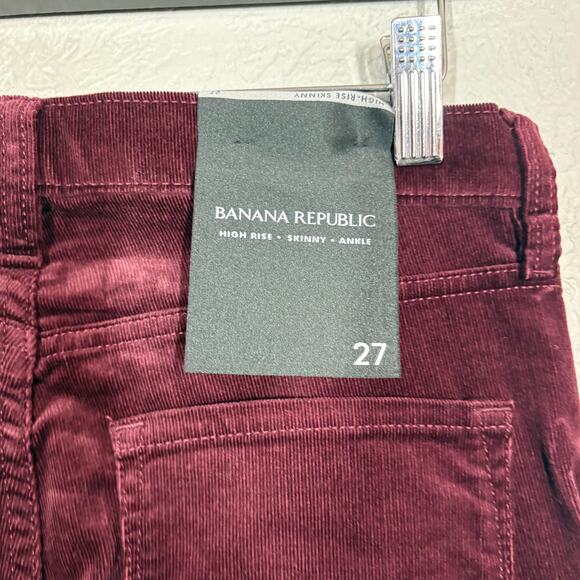 NEW! Banana Republic High Rise Skinny Micro Cords Cranberry Red Corduroy 27 - Picture 6 of 6